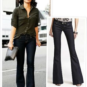 Express Stella Low Rise Flare Dark Rinse